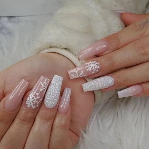 Snowflakes christmas nails