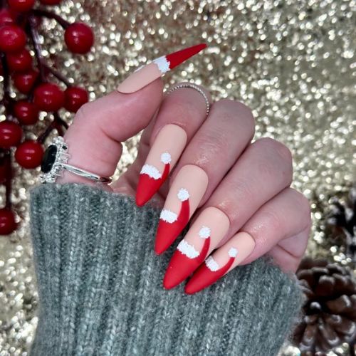 Santa hat nail designs